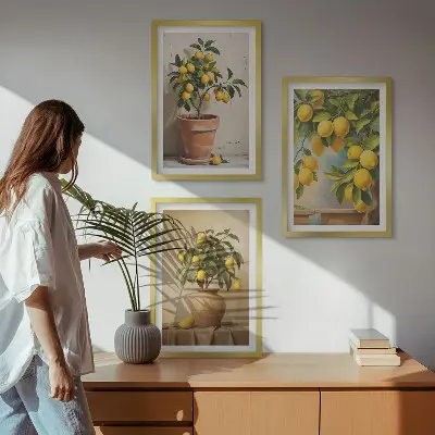 Stabla limuna u loncu i vazi set od 3 slike u okviru