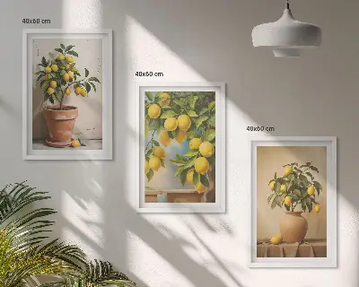 Stabla limuna u loncu i vazi set od 3 slike u okviru
