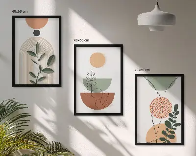 Apstraktni oblici biljaka triptih u okviru