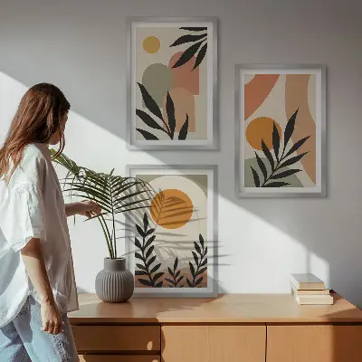 Apstraktni oblici biljaka set od 3 slike u okviru
