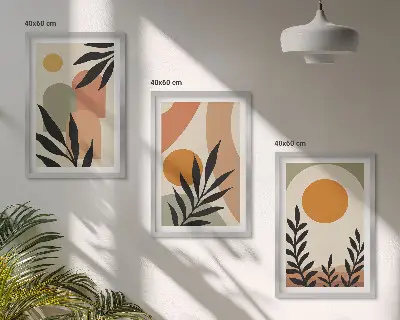Apstraktni oblici biljaka set od 3 slike u okviru