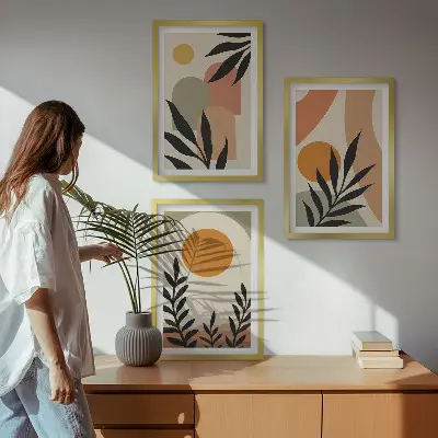 Apstraktni oblici biljaka set od 3 slike u okviru