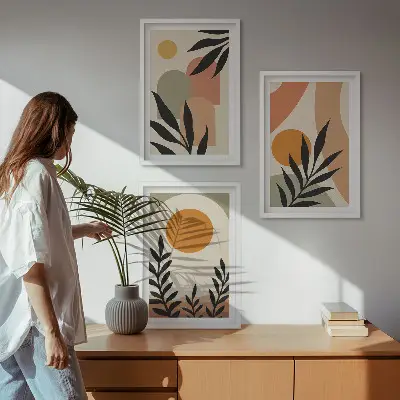 Apstraktni oblici biljaka set od 3 slike u okviru