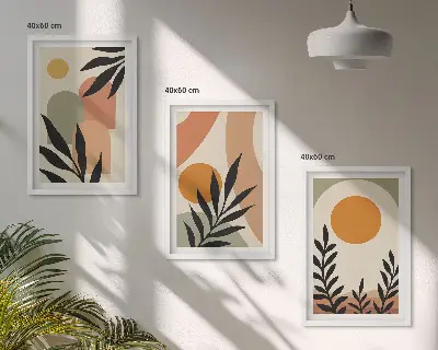 Apstraktni oblici biljaka set od 3 slike u okviru