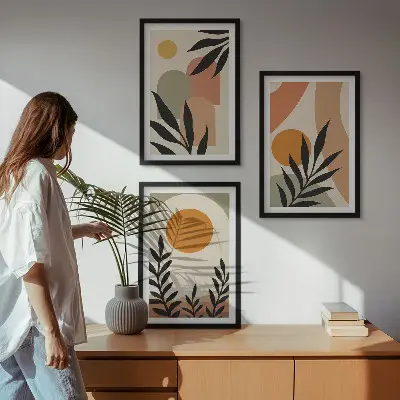 Apstraktni oblici biljaka set od 3 slike u okviru