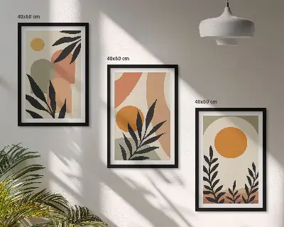 Apstraktni oblici biljaka set od 3 slike u okviru