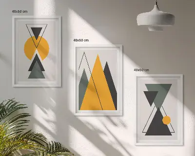 Apstraktni geometrijski oblici triptih u okviru
