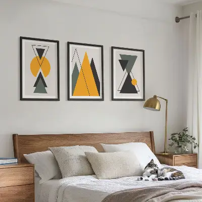 Apstraktni geometrijski oblici triptih u okviru