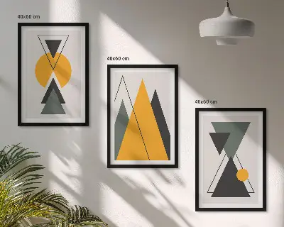 Apstraktni geometrijski oblici triptih u okviru