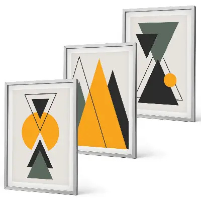 Apstraktni geometrijski oblici triptih u okviru