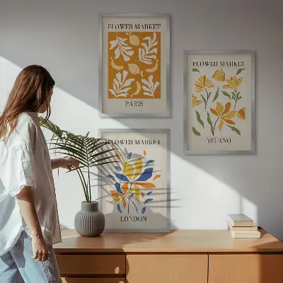Zidna galerija cvjetni plakati s motivima Pariza, Milana i Londona