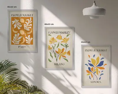 Zidna galerija cvjetni plakati s motivima Pariza, Milana i Londona