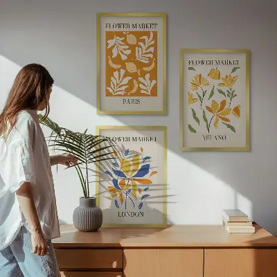 Zidna galerija cvjetni plakati s motivima Pariza, Milana i Londona