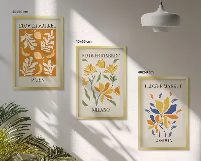 Zidna galerija cvjetni plakati s motivima Pariza, Milana i Londona