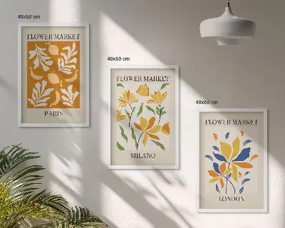 Zidna galerija cvjetni plakati s motivima Pariza, Milana i Londona