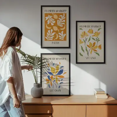Zidna galerija cvjetni plakati s motivima Pariza, Milana i Londona