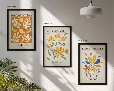Zidna galerija cvjetni plakati s motivima Pariza, Milana i Londona