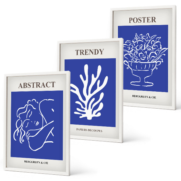 Set 3 slike u okviru Elegantni plavi posteri