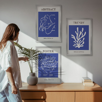 Set 3 slike u okviru Elegantni plavi posteri