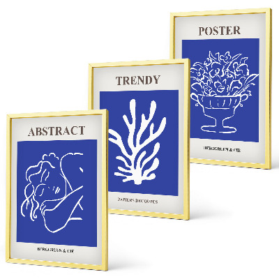 Set 3 slike u okviru Elegantni plavi posteri