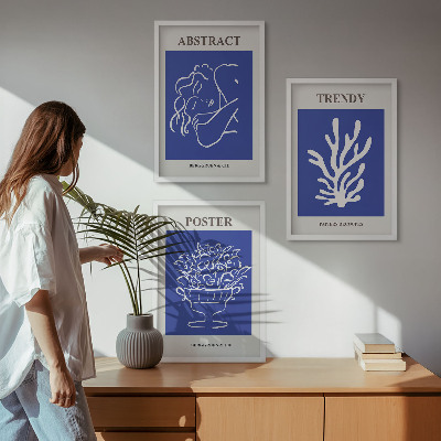 Set 3 slike u okviru Elegantni plavi posteri