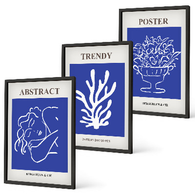 Set 3 slike u okviru Elegantni plavi posteri