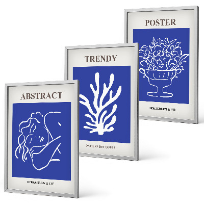 Set 3 slike u okviru Elegantni plavi posteri