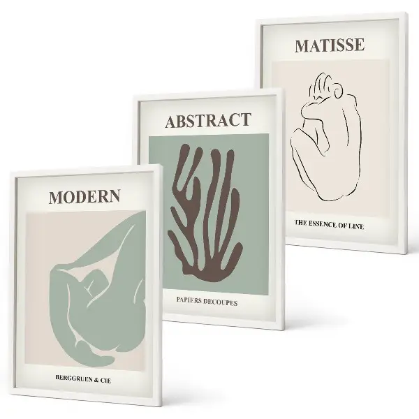 Matisseove elegantne apstraktne slike triptih u okviru