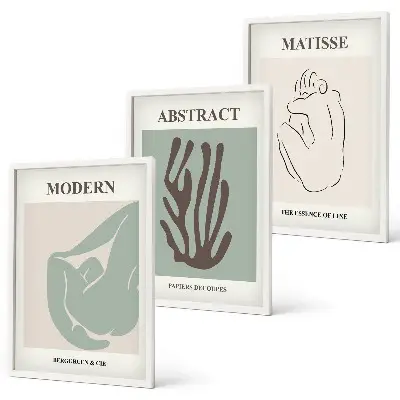 Matisseove elegantne apstraktne slike triptih u okviru
