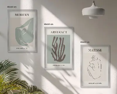 Matisseove elegantne apstraktne slike triptih u okviru