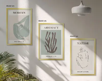 Matisseove elegantne apstraktne slike triptih u okviru