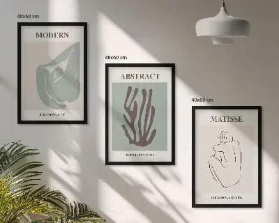 Matisseove elegantne apstraktne slike triptih u okviru