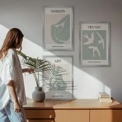 Matisseove apstraktne figure set od 3 slike u okviru