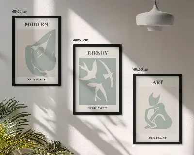 Matisseove apstraktne figure set od 3 slike u okviru