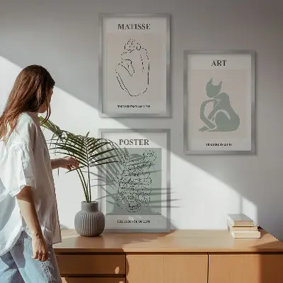 Matisseovi zeleno-bež posteri triptih u okviru