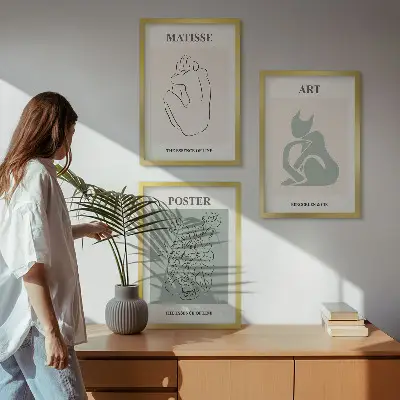 Matisseovi zeleno-bež posteri triptih u okviru
