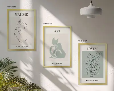 Matisseovi zeleno-bež posteri triptih u okviru