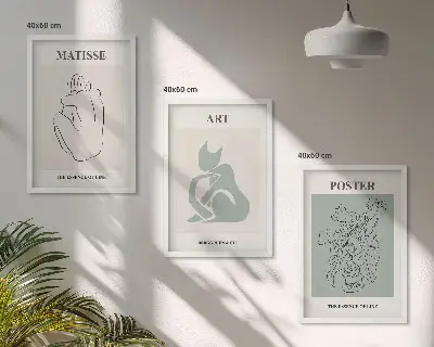 Matisseovi zeleno-bež posteri triptih u okviru