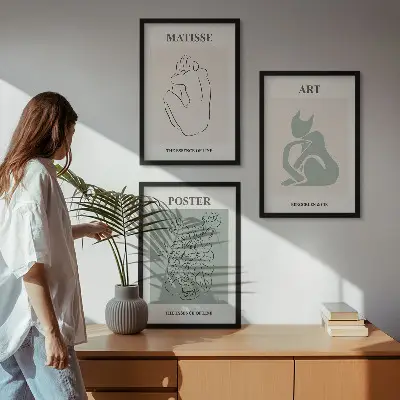 Matisseovi zeleno-bež posteri triptih u okviru