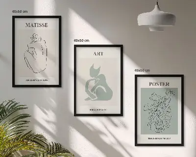 Matisseovi zeleno-bež posteri triptih u okviru