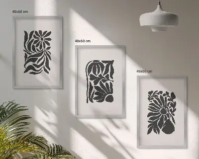 Apstraktni biljni uzorci set od 3 slike u okviru