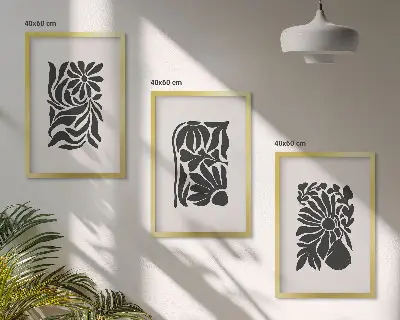 Apstraktni biljni uzorci set od 3 slike u okviru