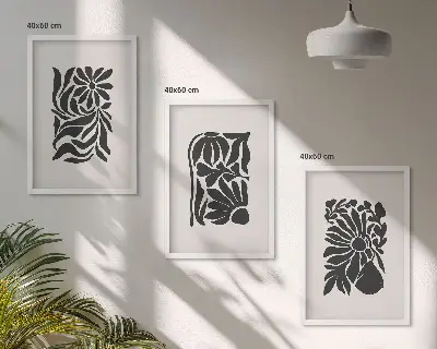 Apstraktni biljni uzorci set od 3 slike u okviru