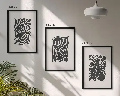 Apstraktni biljni uzorci set od 3 slike u okviru