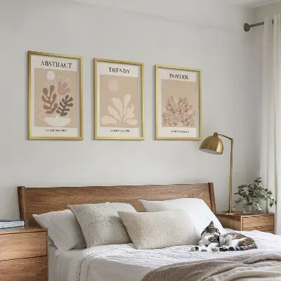 Set 3 slike u okviru Biljni motivi bež smeđa