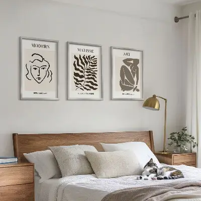 Elegantna grafika s linijama i likovima triptih u okviru