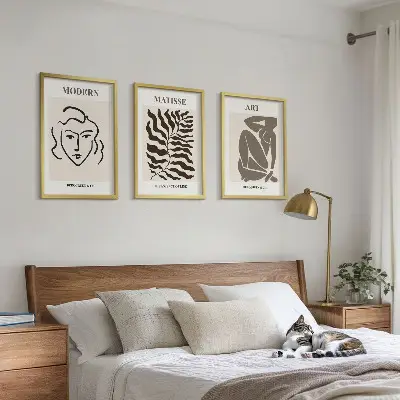 Elegantna grafika s linijama i likovima triptih u okviru