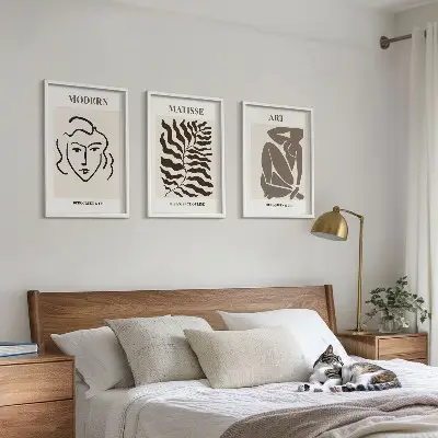 Elegantna grafika s linijama i likovima triptih u okviru