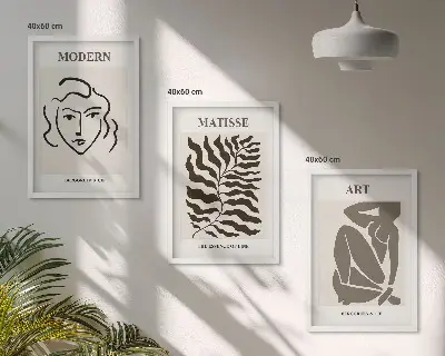 Elegantna grafika s linijama i likovima triptih u okviru