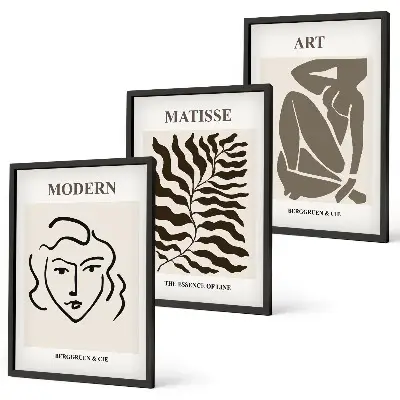 Elegantna grafika s linijama i likovima triptih u okviru
